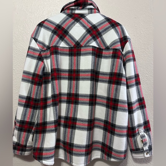 Sage Collective Ladies Shirt Jacket Red Plaid Women's XXL Sherpa shacket - Picture 4 of 11